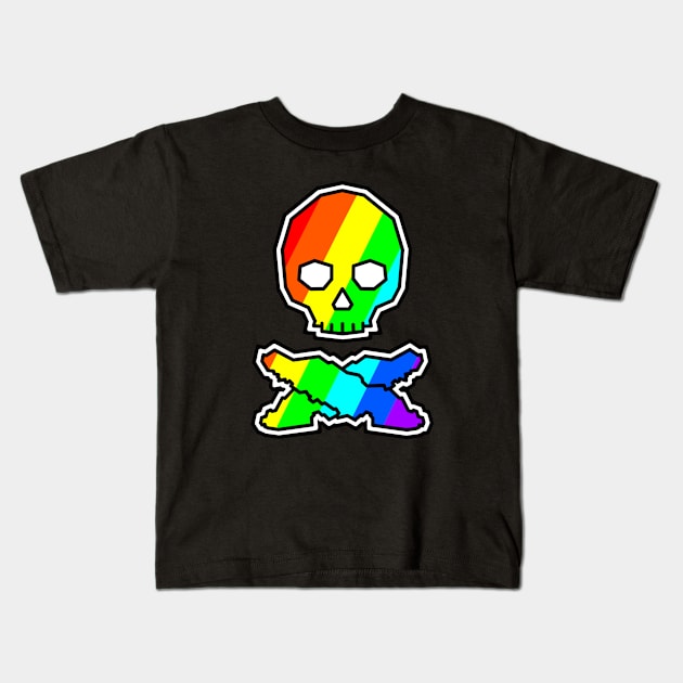 Vancouver Island Skull and Cross Bones - Colourful Rainbow Jolly Roger - Vancouver Island Kids T-Shirt by City of Islands